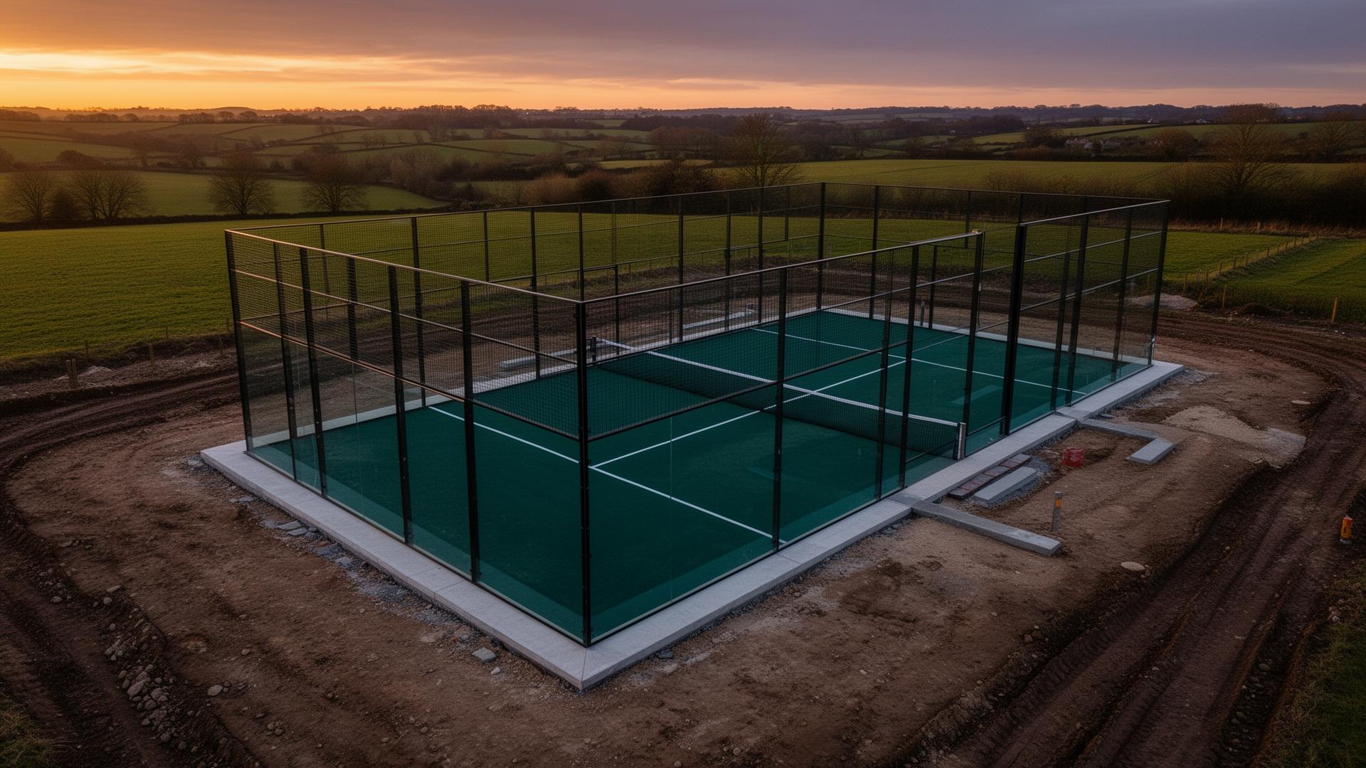 Completed padel court built by a UK construction team