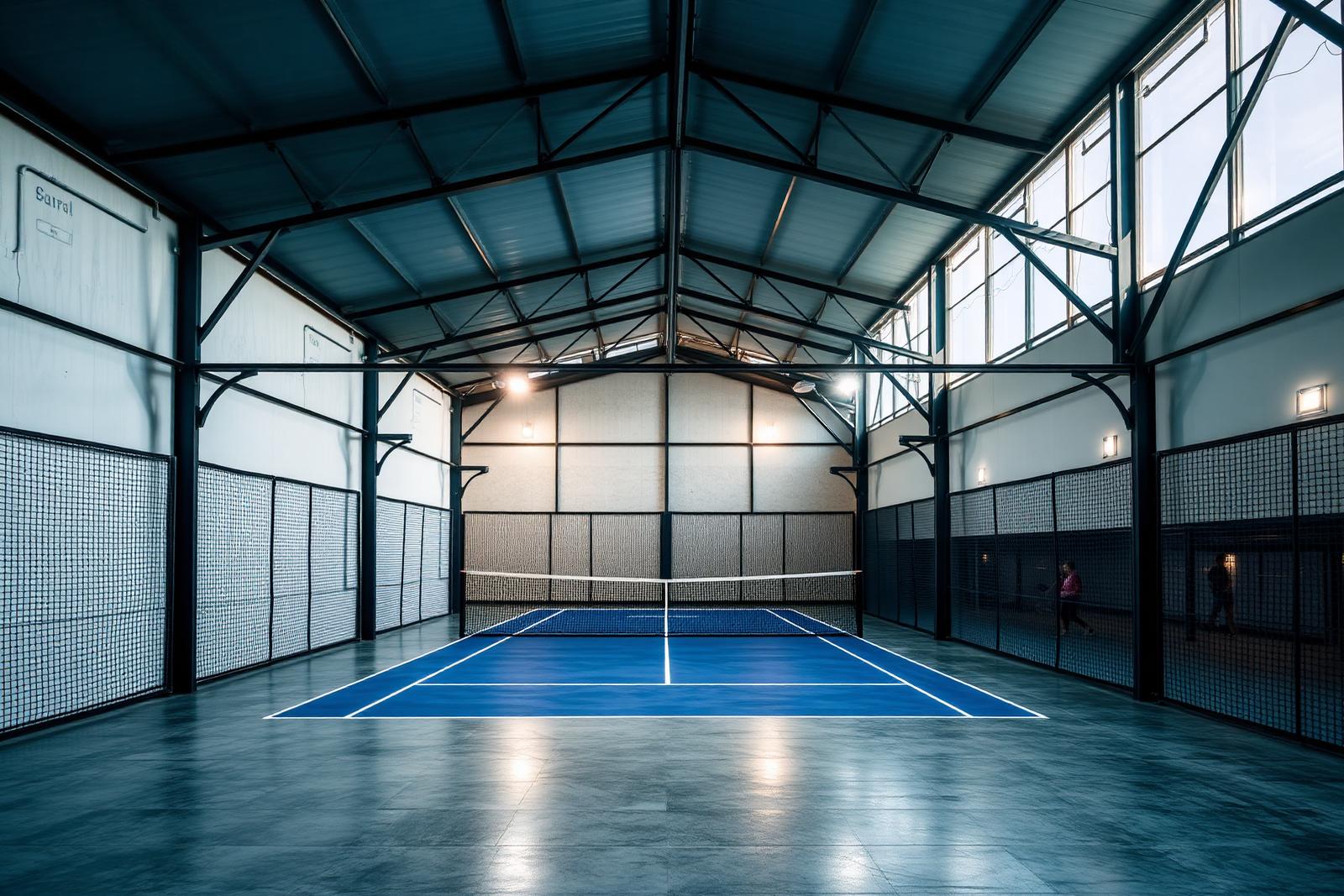 Indoor padel court structure under construction